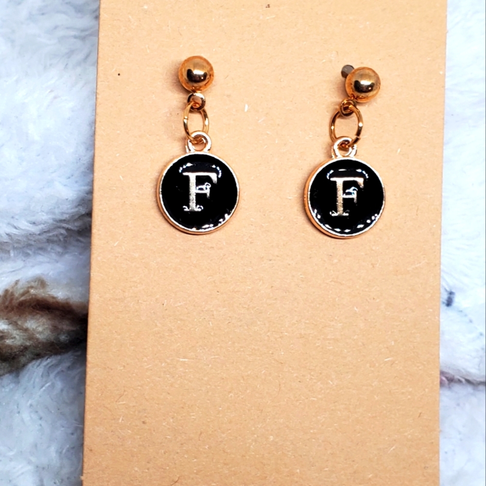 7/$10 F Initial Earrings, New